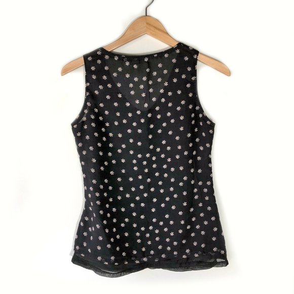 Tulle Feminine Flowy Tank with Daisy Design - Picture 3 of 6